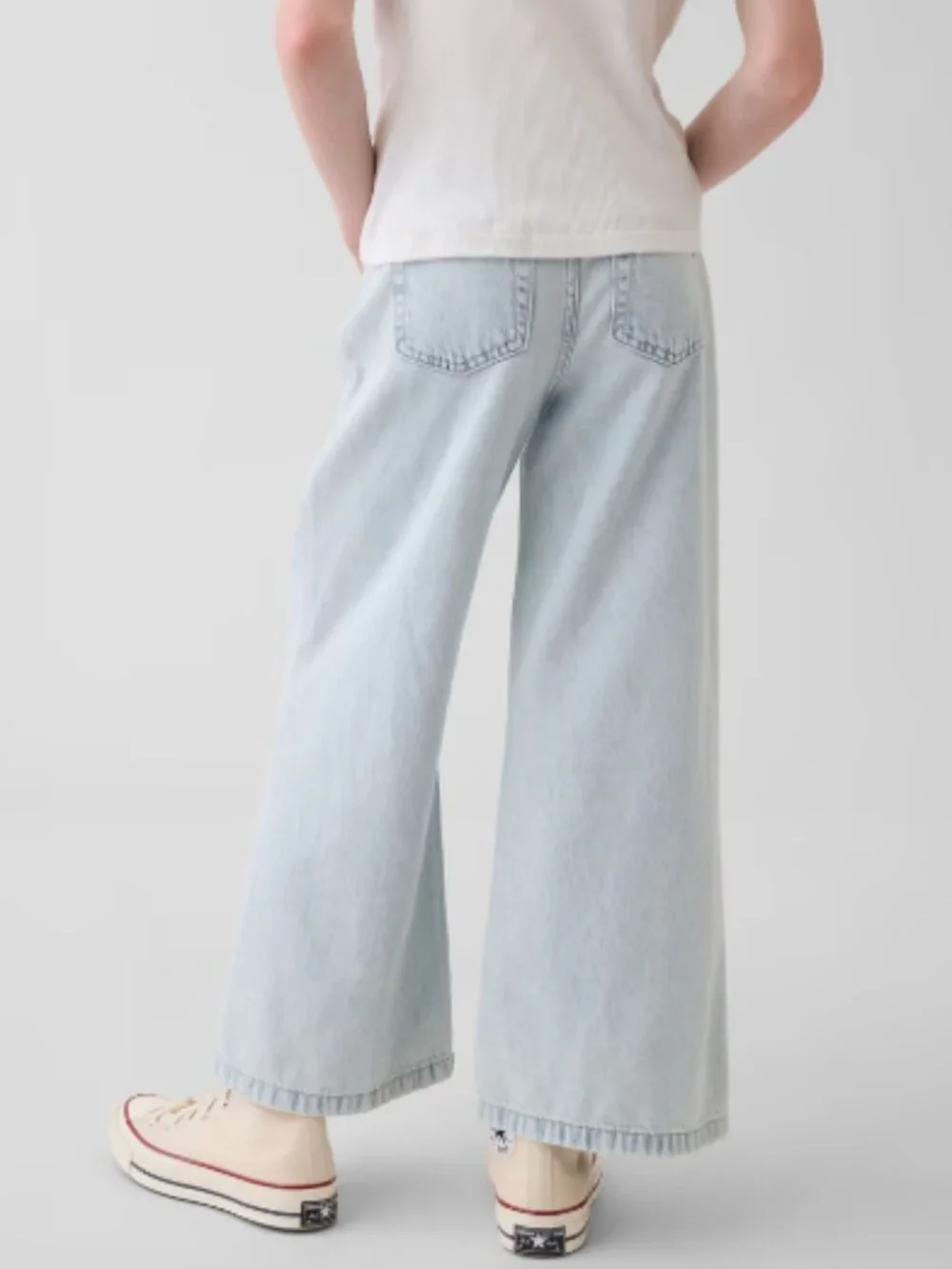 EUC GAP Kids High Rise Stride Wide-Leg Ankle Jeans 16 Plus Light Wash Y2K